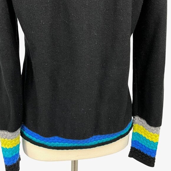 Neve Designs 1/4 Zip Sweater Size 2XL Merino Wool Blend Black Multicolor *READ* - Picture 8 of 14
